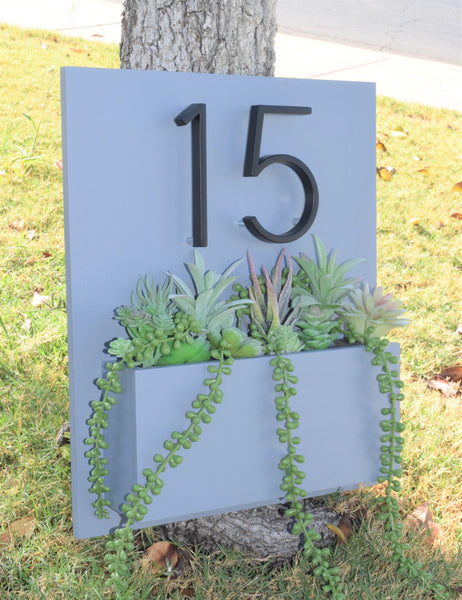 Address Planter - WEATHERED GRAY