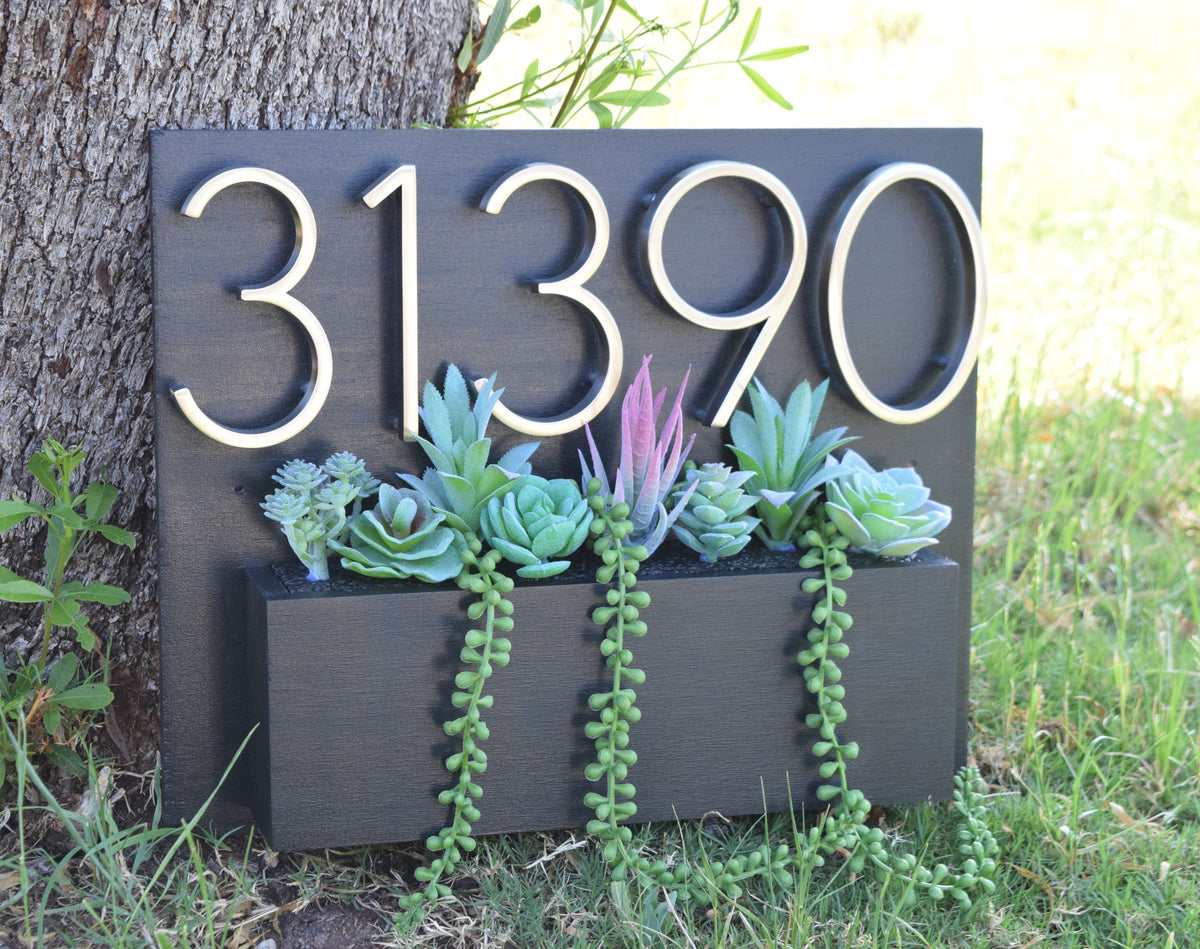 planter box with house number Address Planter