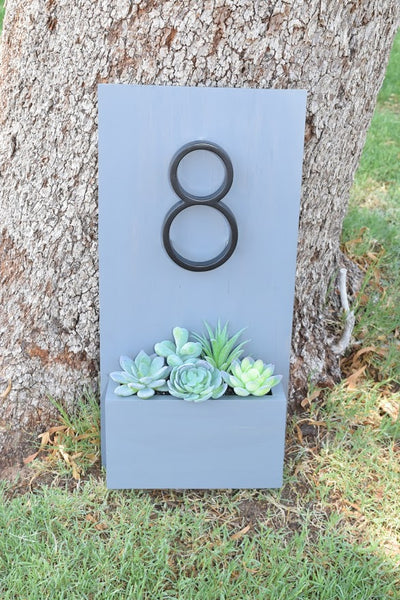 Address Planter - WEATHERED GRAY