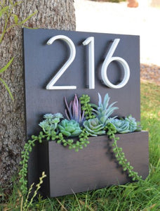 house number signs with planter Address Planter