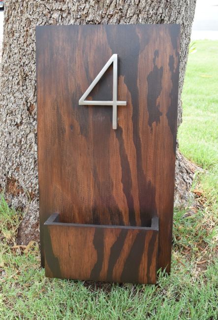 wood planter house number Address Planter