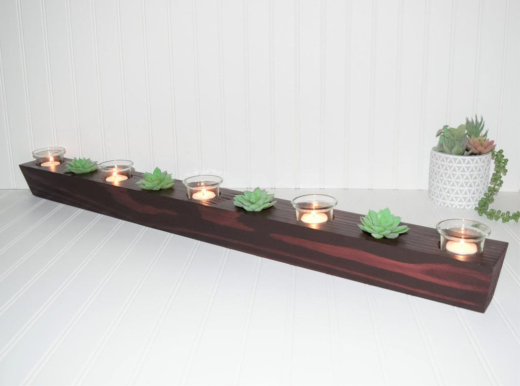 succulents in votives Candle and Succulent Centerpiece