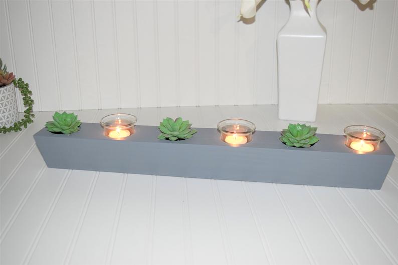 Candle and Succulent Centerpiece