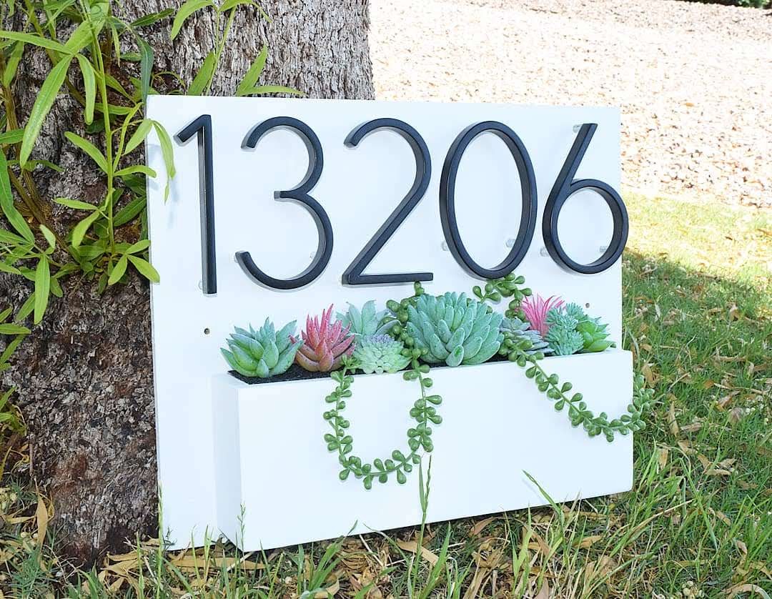 house number planter box Address Planter